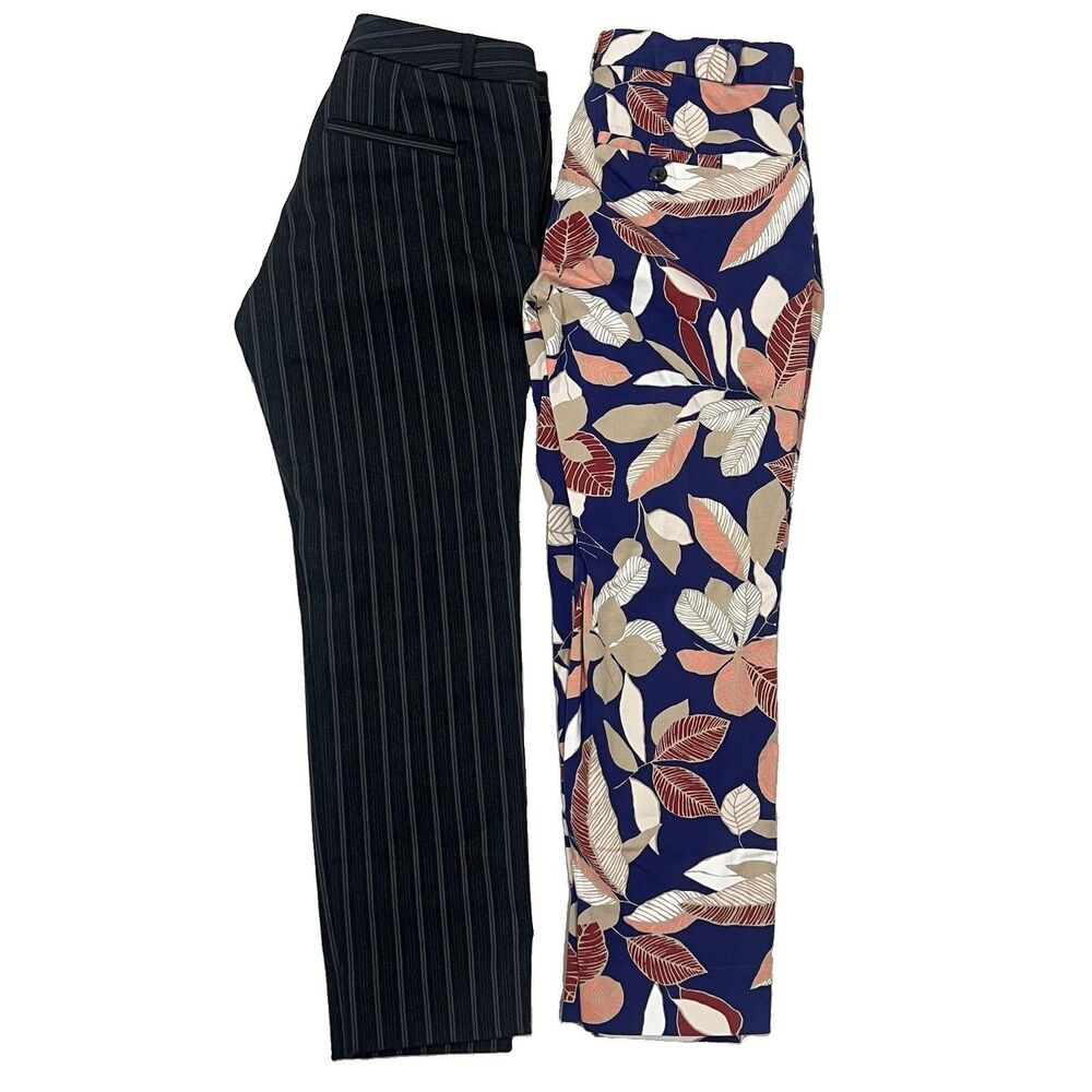 Banana Republic Sloan Slim Ankle Pants Bundle Pin Stripe/Floral Trousers Size 0